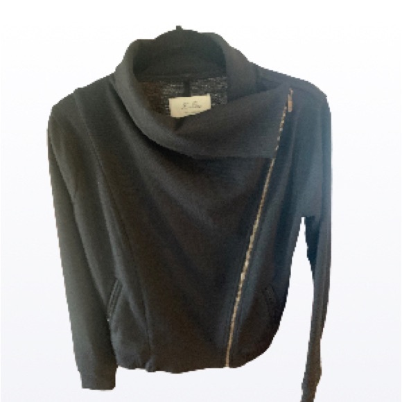 Hi-Line Black Asymmetric Black Wool
Blend Zip Jacket Coat. Size:M Pre-owned - Picture 1 of 6